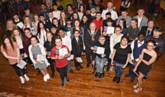 Nominees and winners of the Mayor's Youth Awards 2019 with Mayor of Rochdale, Councillor Billy Sheerin