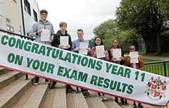 Celebrating some of Middleton Technology School’s best GCSE results: Liam Goodman, Sean Rourke, Miles Bolton, Anaya Khan, Sophia Diao and Evelyn Silvestre

