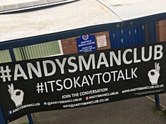 Andys Man Club banner at Mayfield Sports Centre