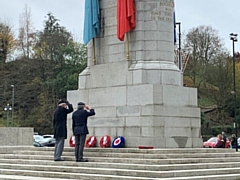 Veterans salute as they commemorate Armistice Day at Rochdale Cenotaph