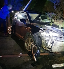 The vehicle after the crash on Blackstone Edge Road