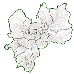 Current wards of Rochdale Borough Council. Image contains Ordnance Survey data (c) Crown copyright and database rights 2020