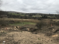 The Gale site in Littleborough, taken from Todmorden Road, where the new access ramp will be constructed. As part of Phase 1B of the scheme, this will be the site that becomes the flood storage reservoir. 