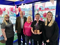 Staff at The Ark with their award: Joanne Carr, Councillor John Taylor, Kath O'Donnell from Little'Pink'Borough, Pam Reid & Jo Wildman
