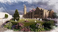 Lawned areas will be created in front of Rochdale Town Hall to create a brand new public realm area in front of the Grade-I listed building 