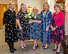 L-R: Springhill Hospice CEO Samantha Wells, Sarah Fitchett (2022 winner), Jenny Kennedy (2023 winner), Lesley Mort (chair of the board of trustees, and deputy mayoress Margaret Holly
