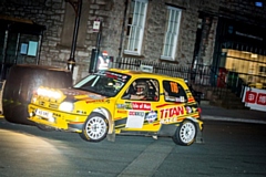 Brown in action on the Manx Rally