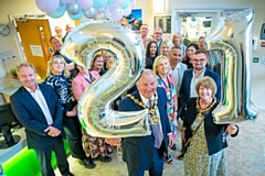 The Mayor and Mayoress celebrate with staff, tenants and guests at Globe House, Rochdale