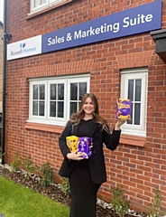Liberty Wootton, Marketing Manager for Russell Homes with a selection of the Easter eggs that are up for grabs over the weekend of 23 and 24 March
