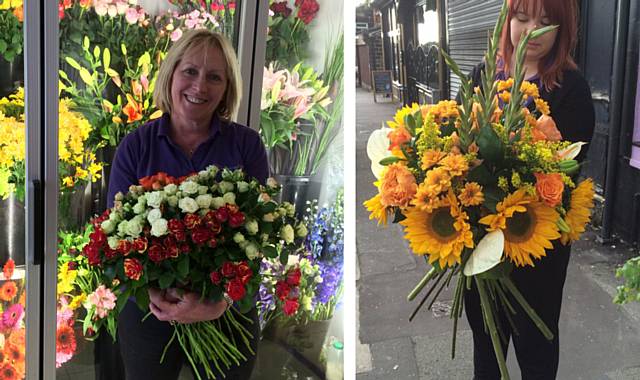 The Flower and the Glory owner Carole Stirzaker and floristry apprentice Emma Forbes