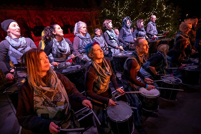 Drum Machine - a 20 strong drumming collective played throughout the event