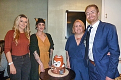 Naomi and Toby Rhys Thomas (both right) with Veggie Vixen manager Clare O'Hearne (left) and Meow manager Kate Coop (far left)
