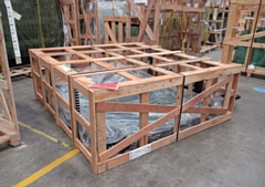 The crate that was being moved by the two workers at PSV Glass and Glazing