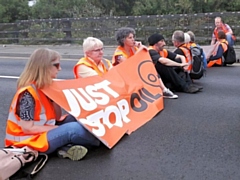 Jane Touil (left) and Wendy Cocks (second left) at a previous Just Stop Oil protest