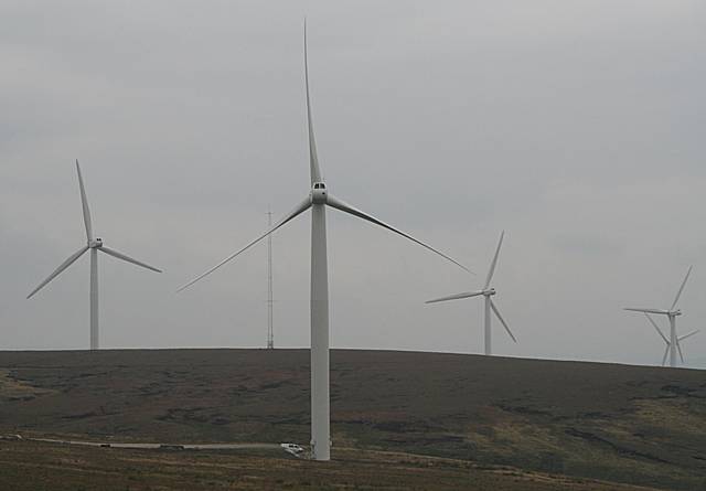 Wind turbines at Scout Moor.