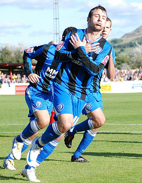 Le Fondre celebrates his second goal of the season, both from the penalty spot.