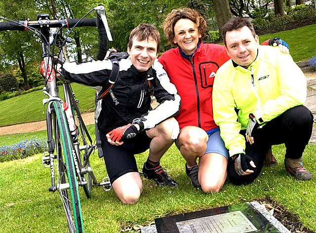 On your bike: Paul Glanville, Katrina London and Jason Addy prepare for a gruelling journey