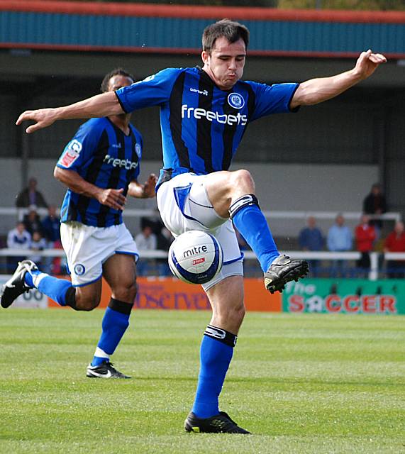 Chris Dagnall brings the ball down in the build up to Dale's opening goal.