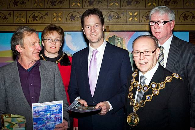 Walter Kershaw alongside Paul Rowen MP, Nick Clegg MP, Mayor Keith Swift and Mayoress Sue Etchells

 
