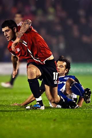 Rochdale v FC United of Manchester - Ben Deegan and Brian Barry-Murphy tangle