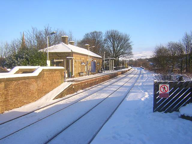 Littleborough Train Station covered in snow