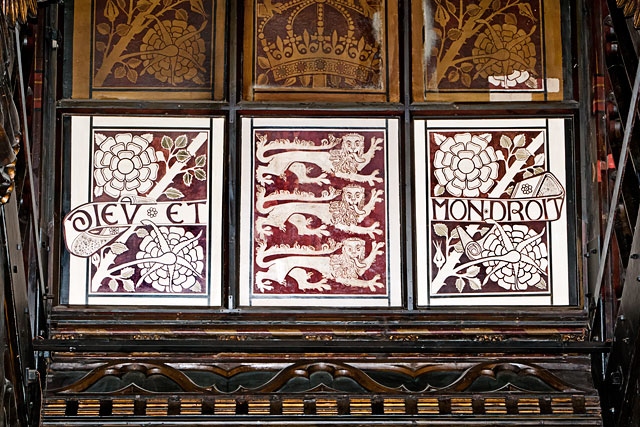 Panels in the Town Hall ceiling restored to their original splendour