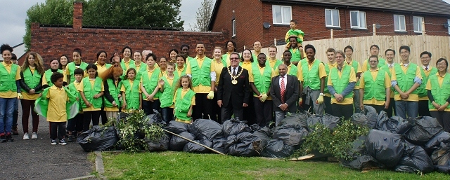Members of the World Mission Society Church of God with Mayor Peter Rush