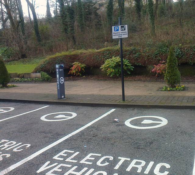 Greater Manchester Electric Vehicle charging posts at the back of Rochdale Town Hall Car Park. Friends of the Earth say the borough should have at least 90 by 2030