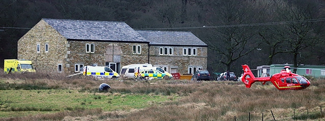 Emergency services at the scene in Littleborough