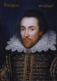 Painting: William Shakespeare (‘THE COBBE PORTRAIT’), unknown artist, oil on panel, 21 ¼ x 14 ¾ in. (53.9 x 37.5 cm), c 1610 