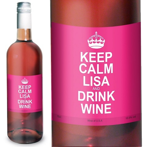 Personalised wine bottles with Keep Calm slogan