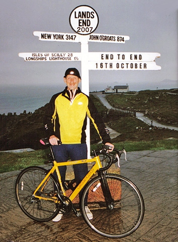 Henry Krasowski during his first bike ride from John O'Groats to Lands End