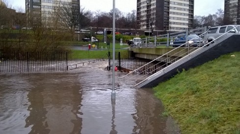 Hopwood Hall College car park during the Boxing Day floods