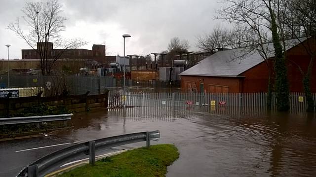 Electricity sub station off College Road flooded