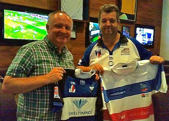 Rochdale Hornets Chairman Mark Wynn with Thailand Rugby League CEO and founder Shannon Crane during a recent visit to the South East Asian Kingdom