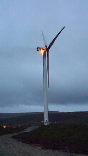 Wind Turbine fire on moors near Rochdale