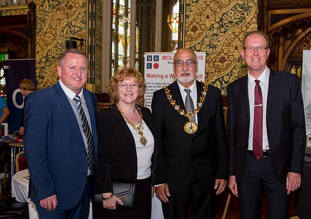 Mark Foxley of Town Centre Management, Mayoress Cecile Biant, Mayor Surinder Biant and Mark Widdup, Director of Economy and Environment at Rochdale Borough Council