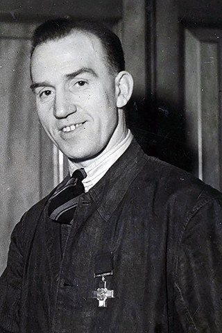 Robert Wild wearing his George Cross