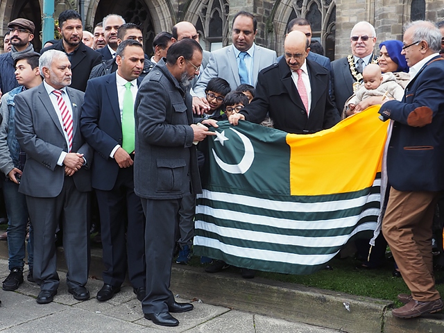 Kashmiri flag raising at Rochdale Town Hall