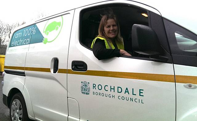 Councillor Jacqui Beswick in the driving seat of one of the new electric vehicles