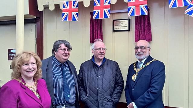 Pete Waterman (second right) at the 175th anniversary celebration of the branch line from Castleton to Heywood opening in 2016
