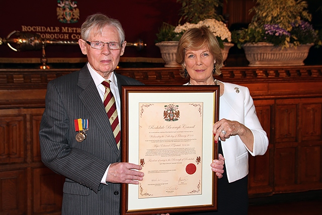 Major Edmund Gartside honoured with the ‘Freedom of the Borough’.