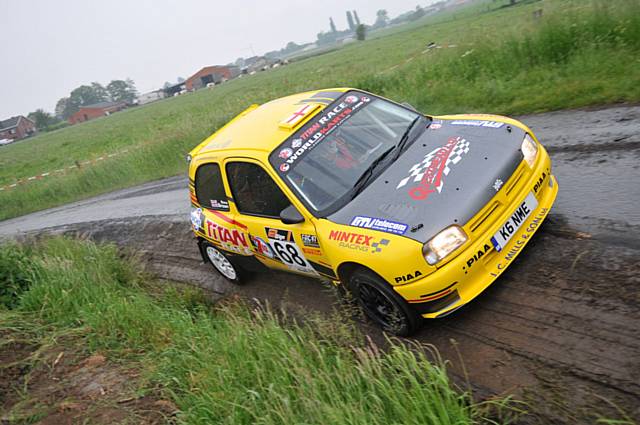 Steve Brown in action on his first overseas event in his Nissan Micra kit car just two weeks ago
