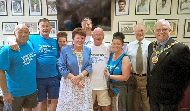 The walkers with Mayor Ray Dutton and Mayoress Elaine Dutton
