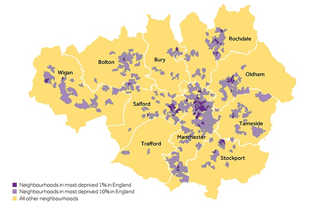 Spatial distribution of poverty in Greater Manchester