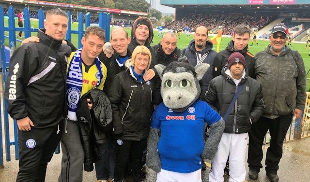 Members from the football sessions attended Rochdale v Rotherham United at the Crown Oil Arena