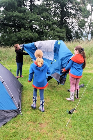 1st Whitworth Guides using the new camping equipment