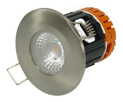 Aurora E5 Fire Rated LED Downlight (4.5W, IP65) in satin nickel