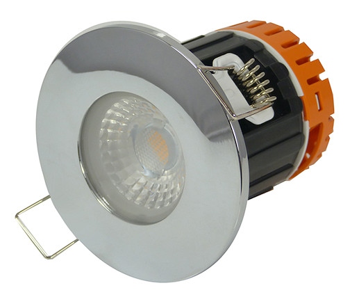 Aurora E5 Fire Rated LED Downlight (4.5W, IP65) in polished chrome