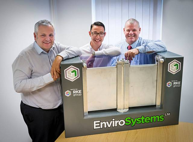Liam Grady, Group Operations Manager, RKE Group, Ashley Bostock, Operations Manager at Enviro Systems and Richard Farnell, leader of Rochdale Borough Council 